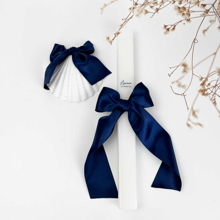 Conjunto Batizado Alegria Cetim | Vela · Toalha · Concha - Cutxi Cutxi - Presentes Personalizados