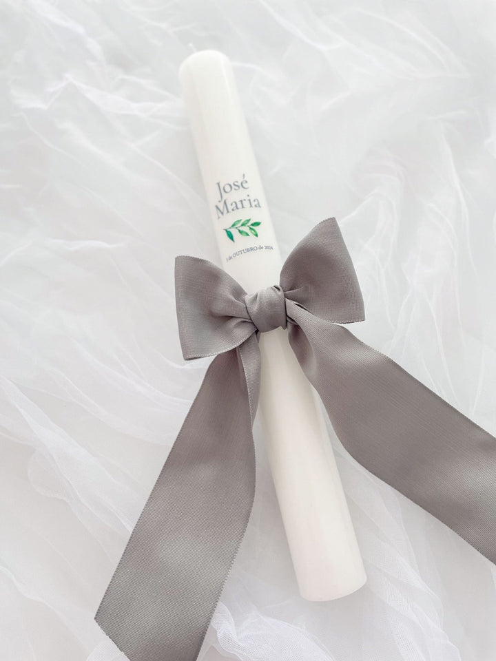 Conjunto Batizado Alegria Gorgurão | Vela · Toalha · Concha - Cutxi Cutxi - Presentes Personalizados