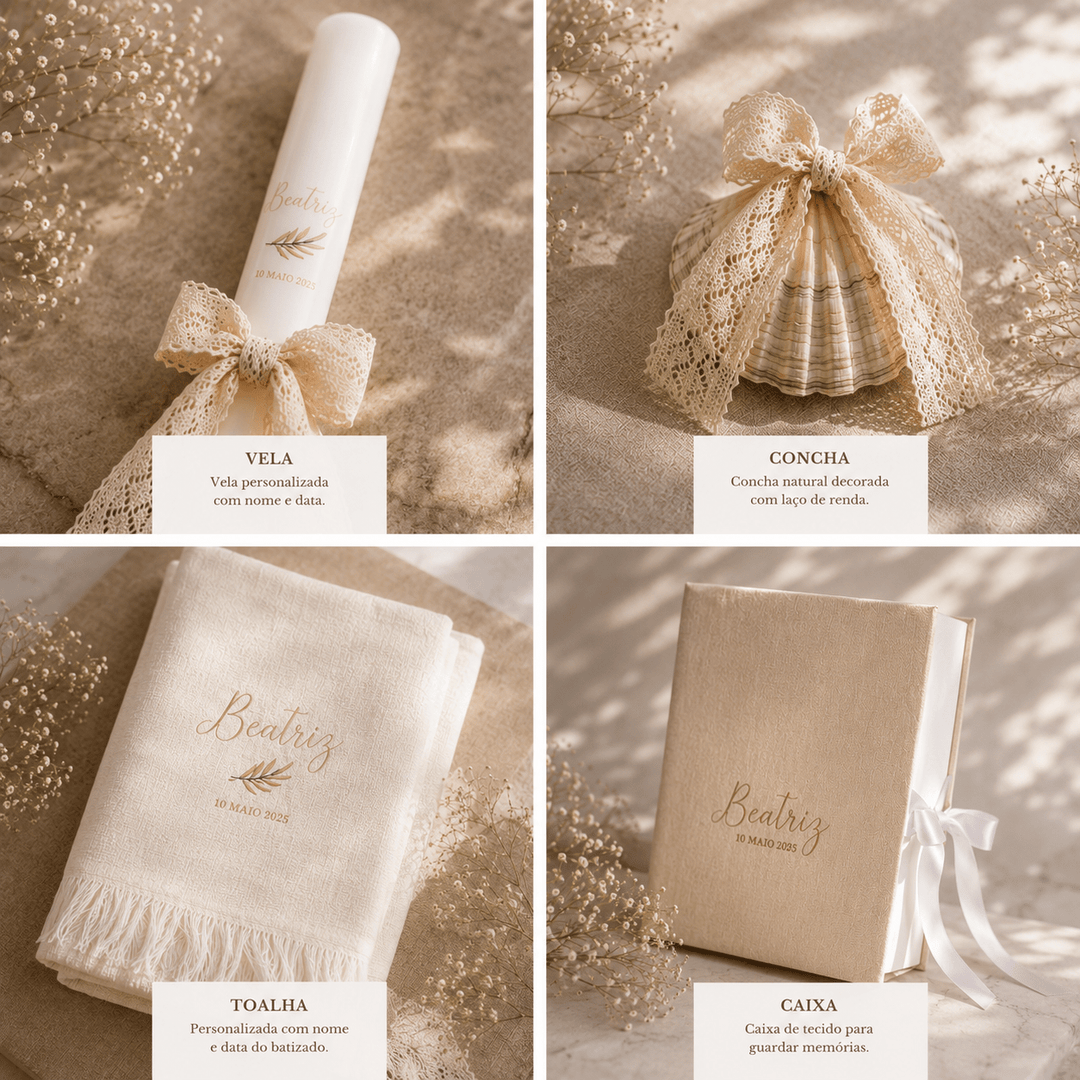 Conjunto Batizado Beatriz - Cutxi Cutxi - Presentes Personalizados