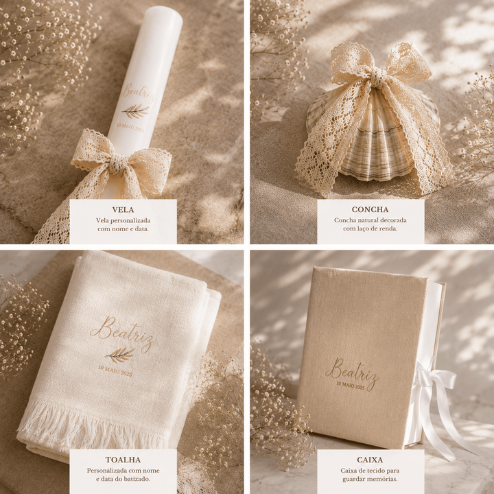 Conjunto Batizado Beatriz - Cutxi Cutxi - Presentes Personalizados