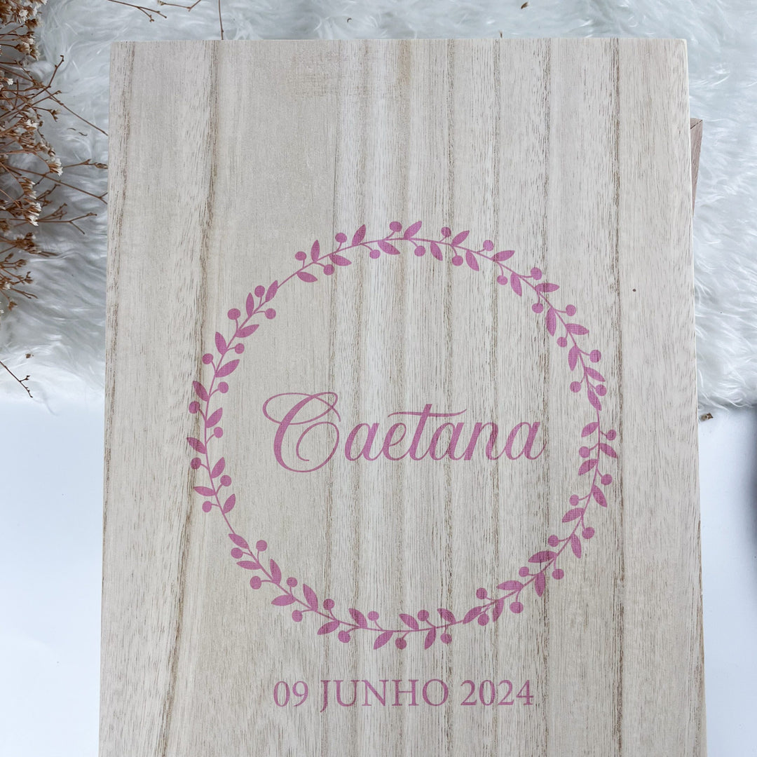 Conjunto Batizado DELUXE NATURE com Vela Concha Toalha e Caixa média - CETIM
