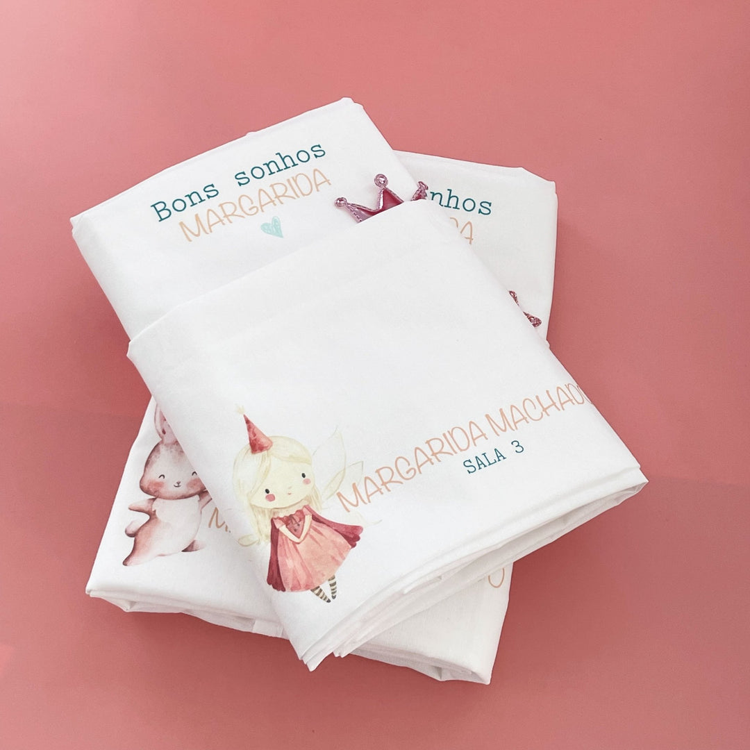 Conjunto de 2 Lençóis Personalizados para Catre – Bebé | Regresso à Escola - Cutxi Cutxi - Presentes Personalizados