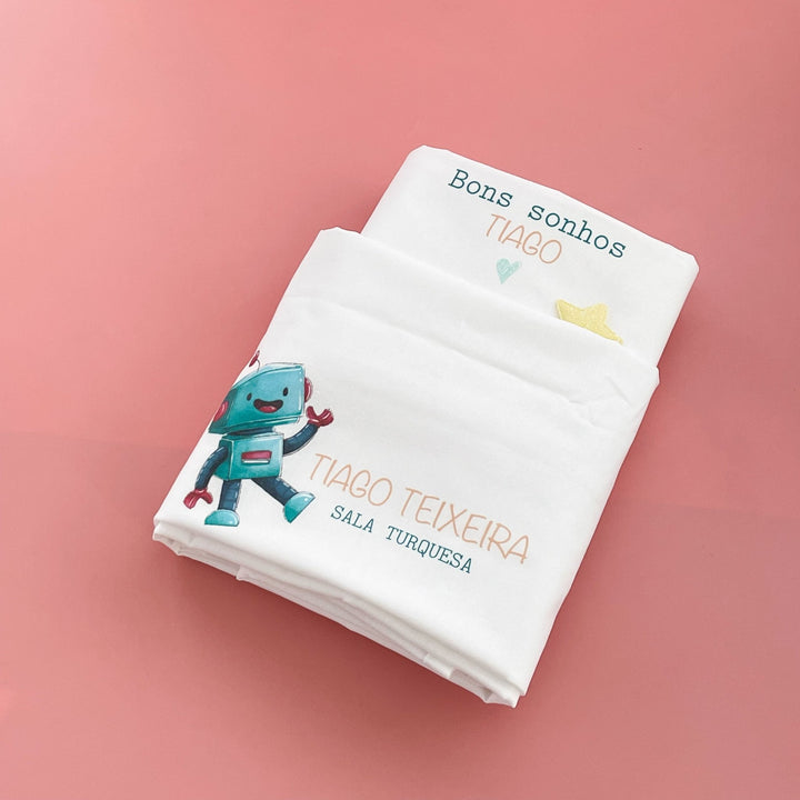 Conjunto de 2 Lençóis Personalizados para Catre – Bebé | Regresso à Escola - Cutxi Cutxi - Presentes Personalizados