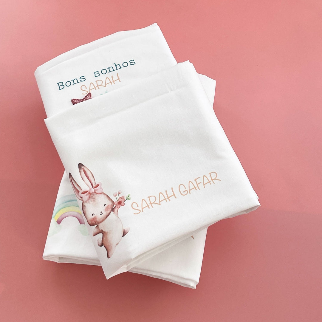 Conjunto de 2 Lençóis Personalizados para Catre – Bebé | Regresso à Escola - Cutxi Cutxi - Presentes Personalizados