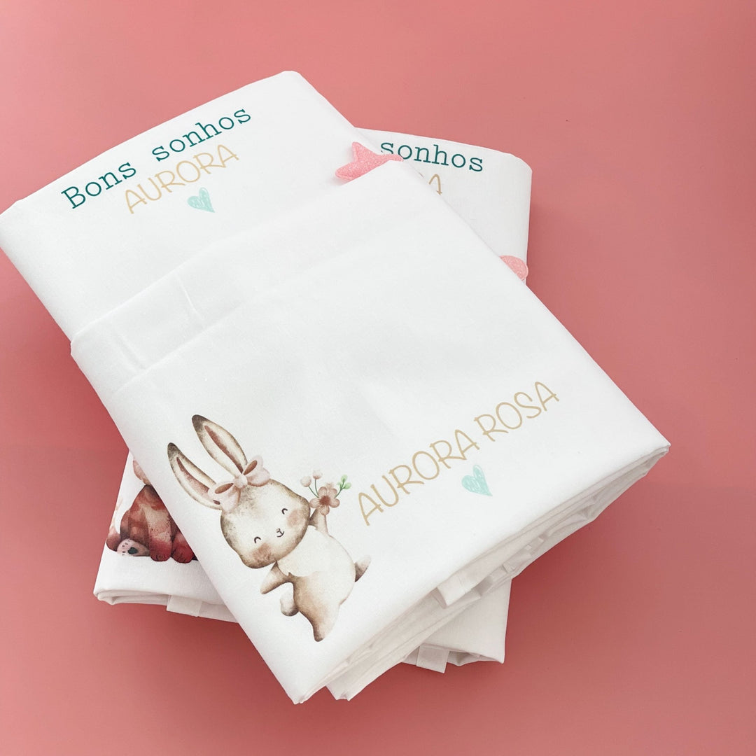 Conjunto de 2 Lençóis Personalizados para Catre – Bebé | Regresso à Escola - Cutxi Cutxi - Presentes Personalizados