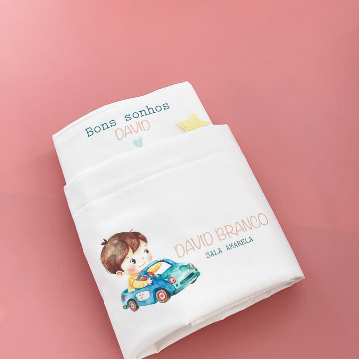 Conjunto de 2 Lençóis Personalizados para Catre – Bebé | Regresso à Escola - Cutxi Cutxi - Presentes Personalizados