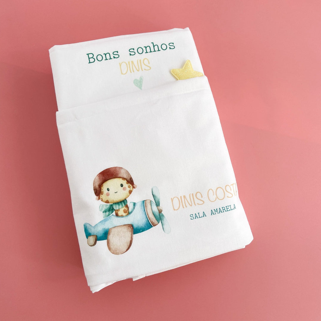 Conjunto de 2 Lençóis Personalizados para Catre – Bebé | Regresso à Escola - Cutxi Cutxi - Presentes Personalizados
