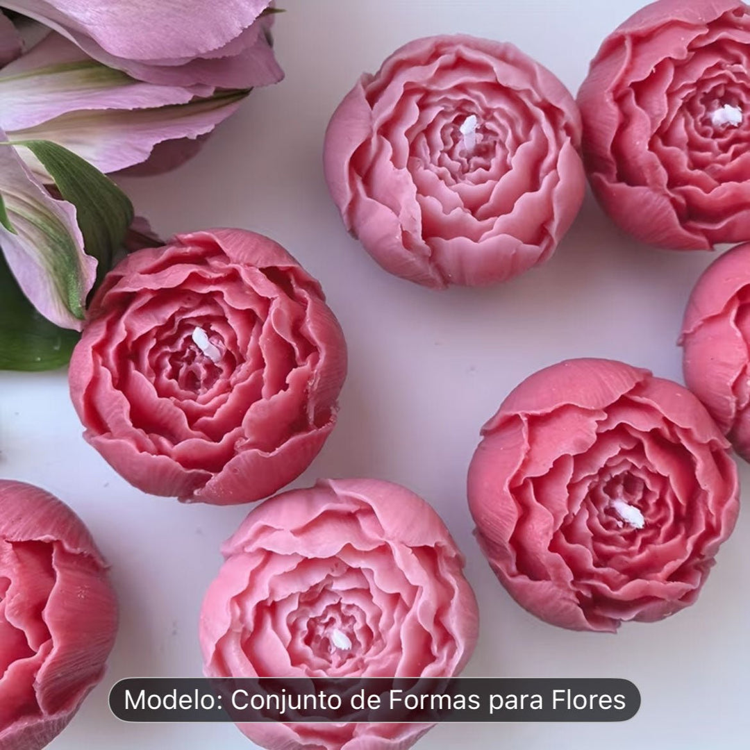 Conjunto de 3 Moldes de Silicone Florais - Cutxi Cutxi - Presentes Personalizados