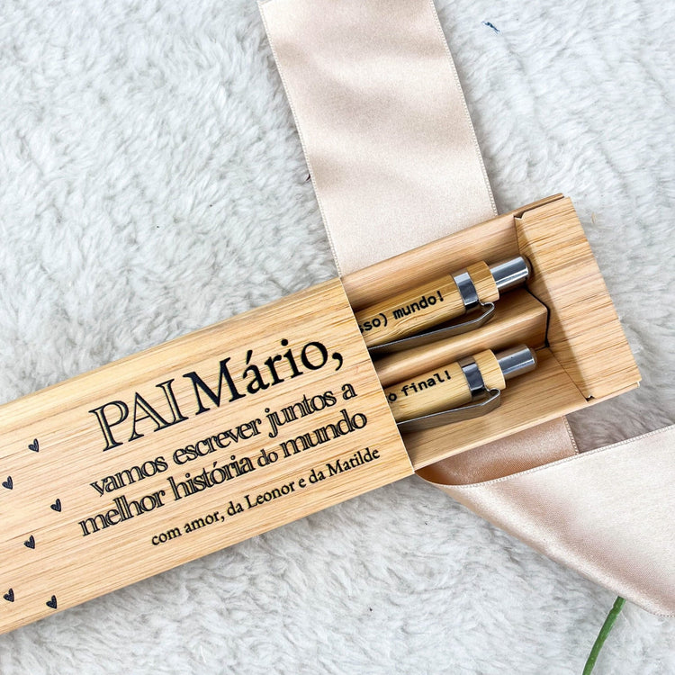 Conjunto de Canetas em Bambu para o Dia do Pai: Uma Homenagem Personalizada - Cutxi Cutxi - Presentes Personalizados