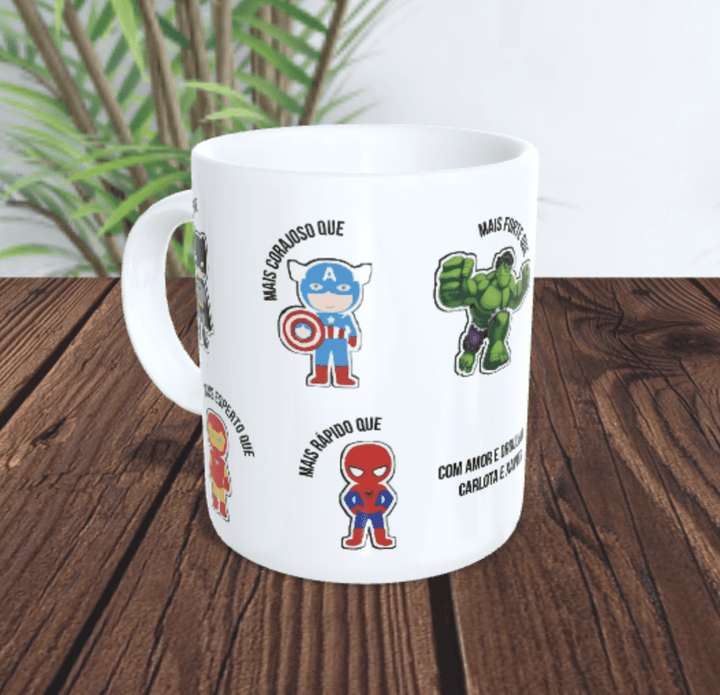 Conjunto Exclusivo de Meias + Caneca Super - Heróis da Marvel - Cutxi Cutxi - Presentes Personalizados