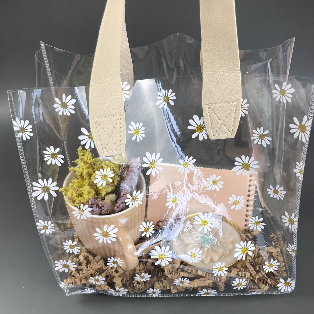 Conjunto Saco Margaridas pintadas em Tons de Bege | Presente Madrinha - Cutxi Cutxi - Presentes Personalizados
