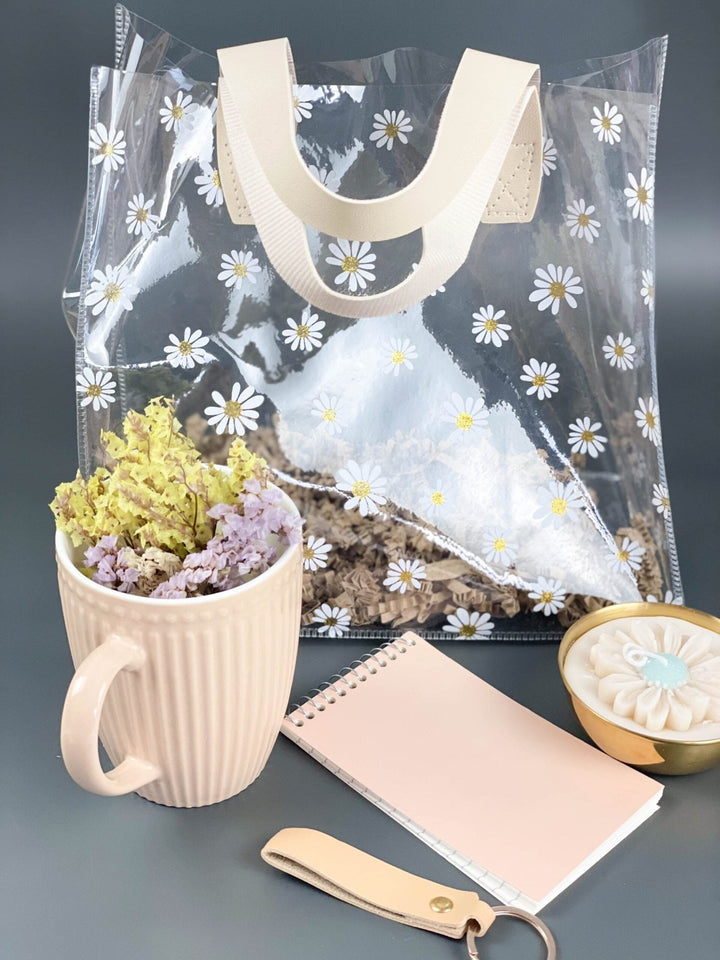 Conjunto Saco Margaridas pintadas em Tons de Bege | Presente Madrinha - Cutxi Cutxi - Presentes Personalizados