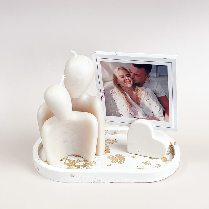 Conjunto Abraço romântico | conjunto com Velas, fotografia e base - Presente Namorados (Cópia) (RASCUNHO)