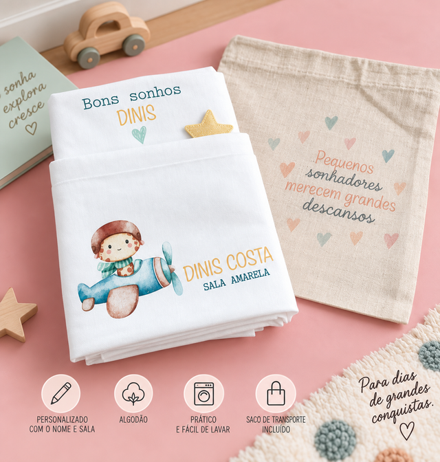 Conjunto de 2 Lençóis Personalizados para Catre – Bebé | Regresso à Escola