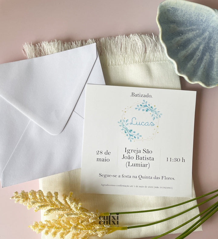 Convite Batizado - Elegance - Cutxi Cutxi - Presentes Personalizados