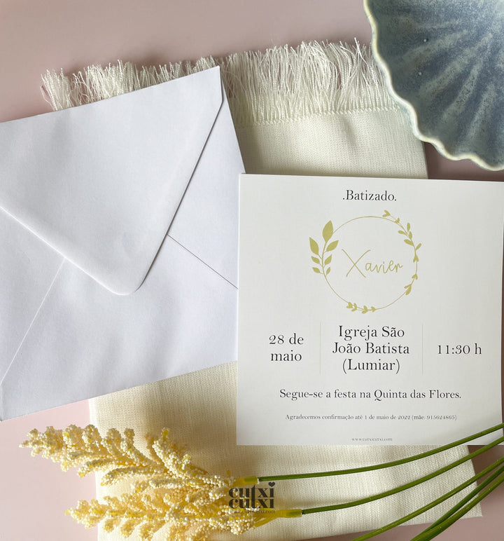 Convite Batizado - Elegance - Cutxi Cutxi - Presentes Personalizados