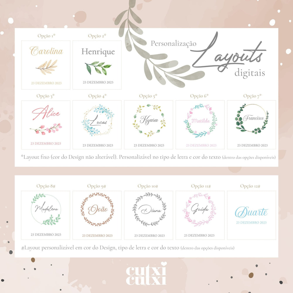 Convite Batizado - Elegance - Cutxi Cutxi - Presentes Personalizados