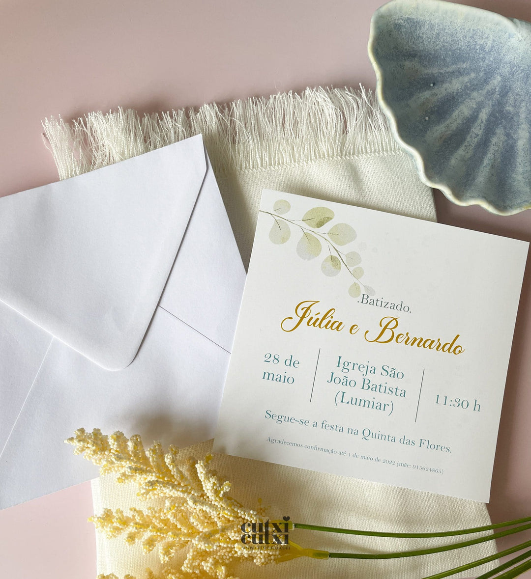 Convite Batizado - Elegance - Cutxi Cutxi - Presentes Personalizados