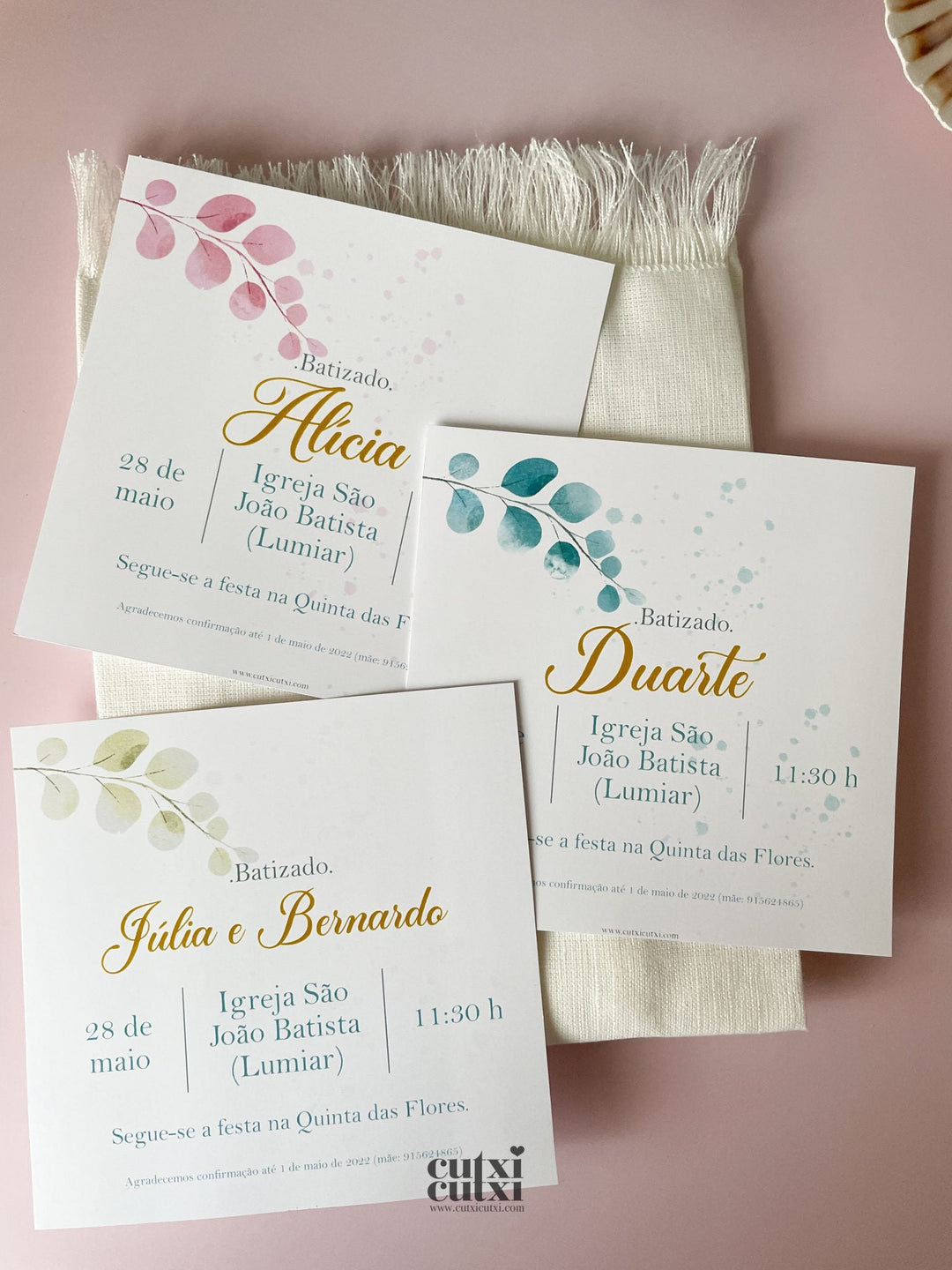 Convite Batizado - Elegance - Cutxi Cutxi - Presentes Personalizados
