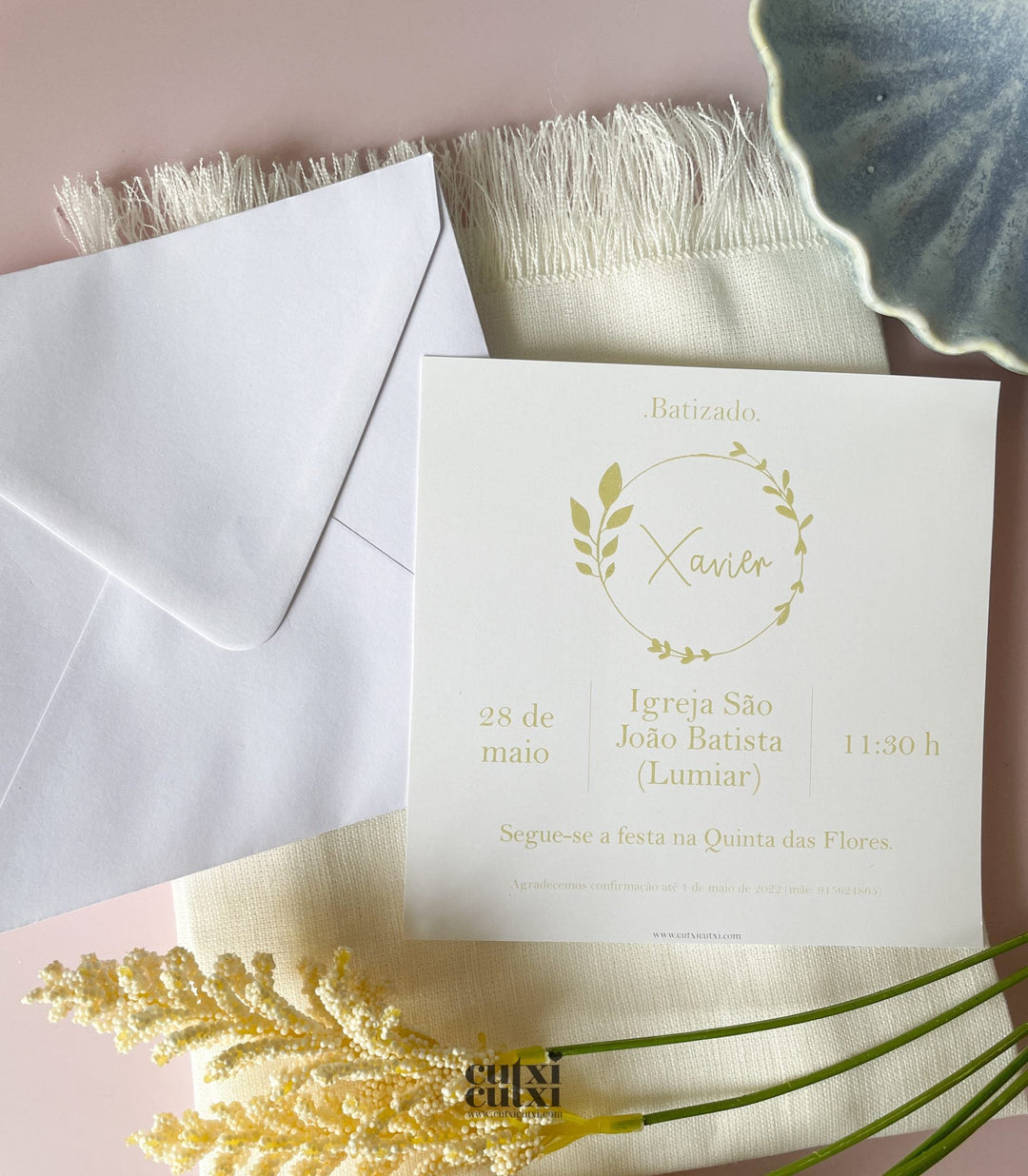 Convite Batizado - Elegance - Cutxi Cutxi - Presentes Personalizados