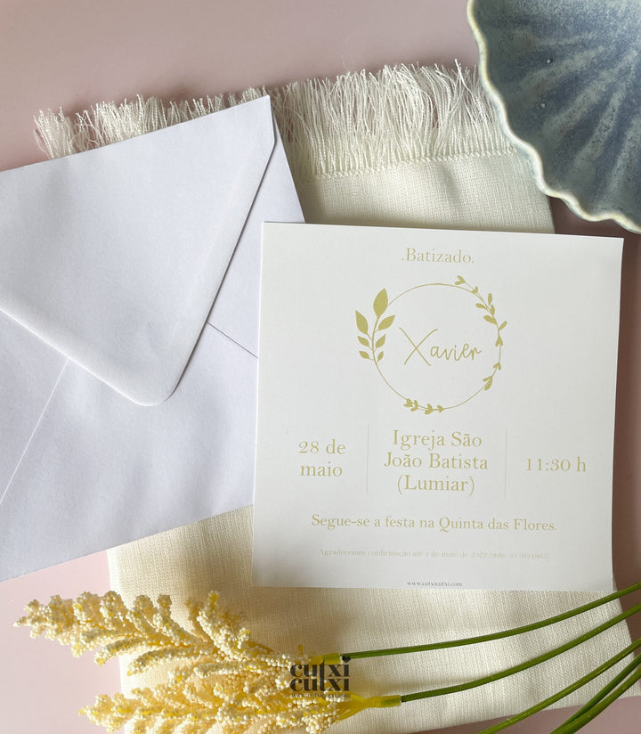 Convite Batizado - Elegance - Cutxi Cutxi - Presentes Personalizados