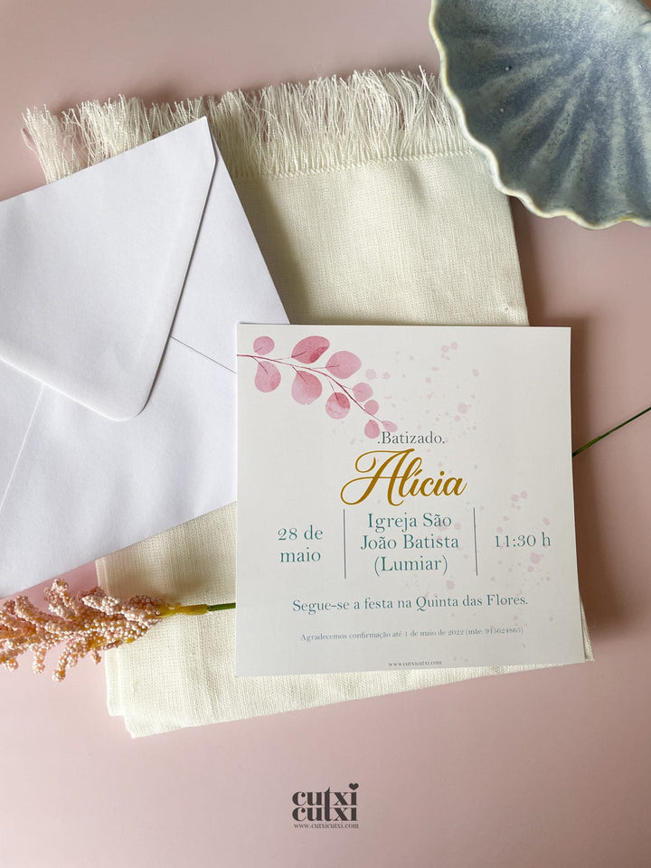 Convite Batizado - Elegance - Cutxi Cutxi - Presentes Personalizados