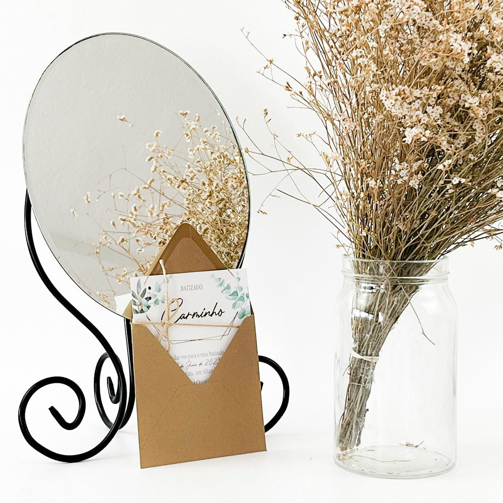Convite Batizado - Folhas e Cordão - Cutxi Cutxi - Presentes Personalizados