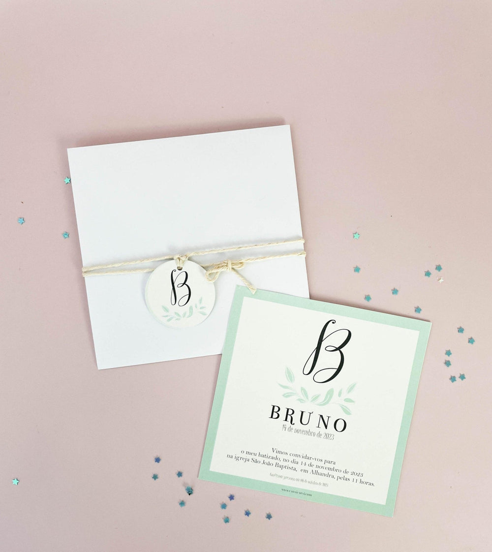 Convite Batizado - Monograma - Cutxi Cutxi - Presentes Personalizados