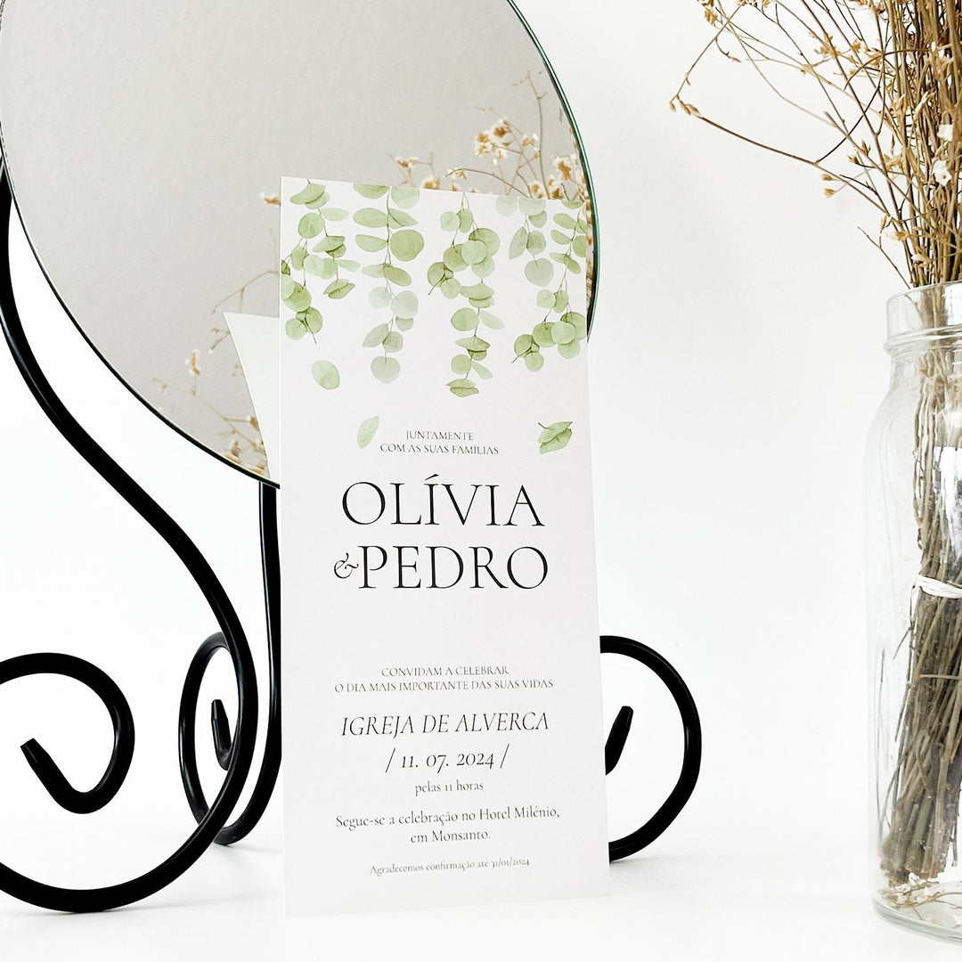 Convite Casamento Folhas - Cutxi Cutxi - Presentes Personalizados