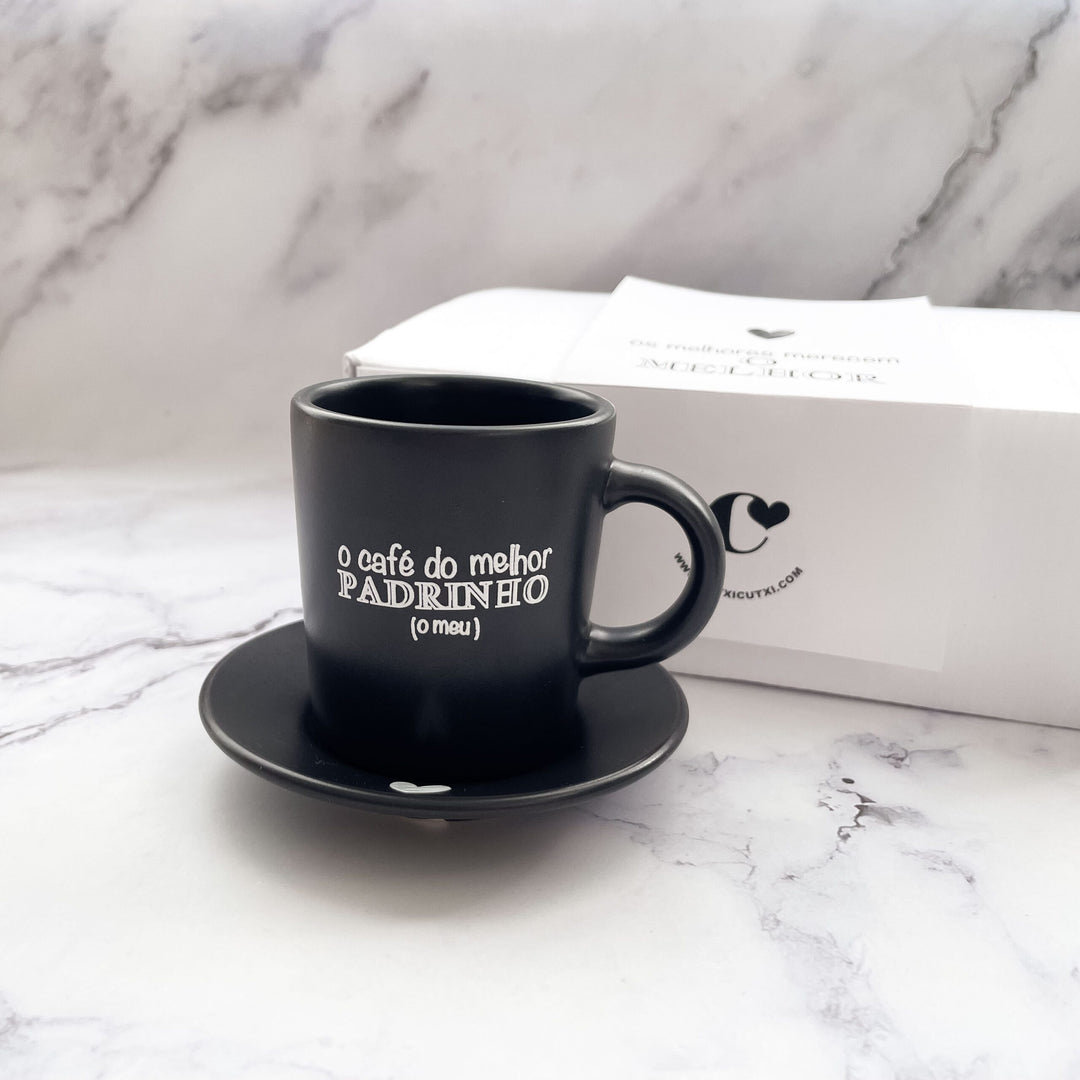 Conjunto de Chávenas de Café Melhor Madrinha e Melhor Padrinho | Um Miminho Cheio de Carinho ☕️💛
