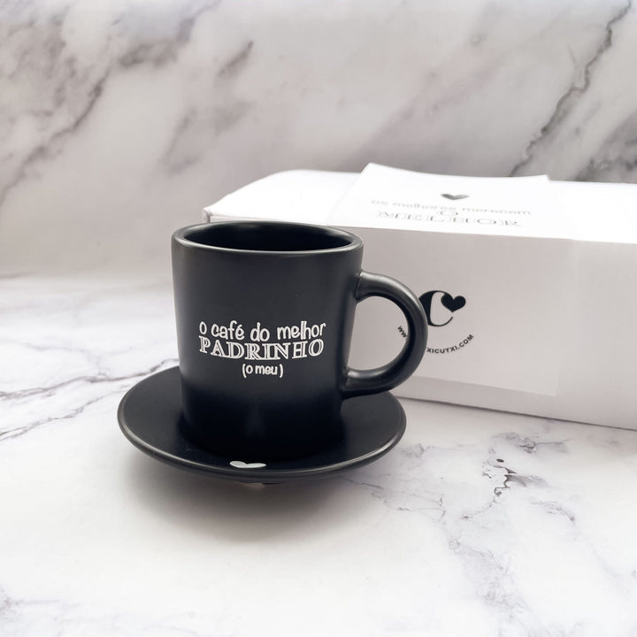 Conjunto de Chávenas de Café Melhor Madrinha e Melhor Padrinho | Um Miminho Cheio de Carinho ☕️💛