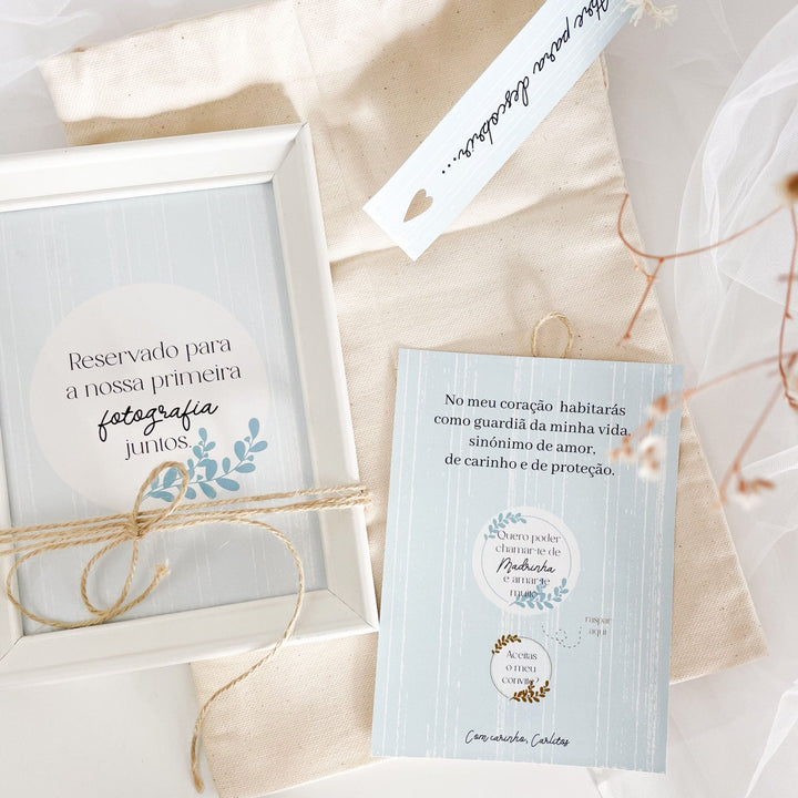 Convite para Padrinho ou Madrinha Moldura Surpresa - Cutxi Cutxi - Presentes Personalizados