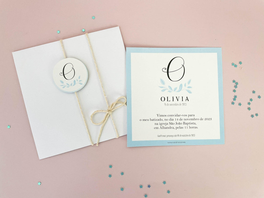 Convite Primeira Comunhão - Monograma - Cutxi Cutxi - Presentes Personalizados