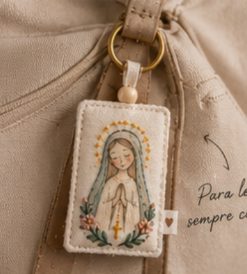 Amuleto Nossa Senhora numa mala