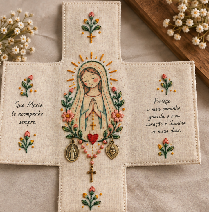 Oratório Bordado e Pintado Maria