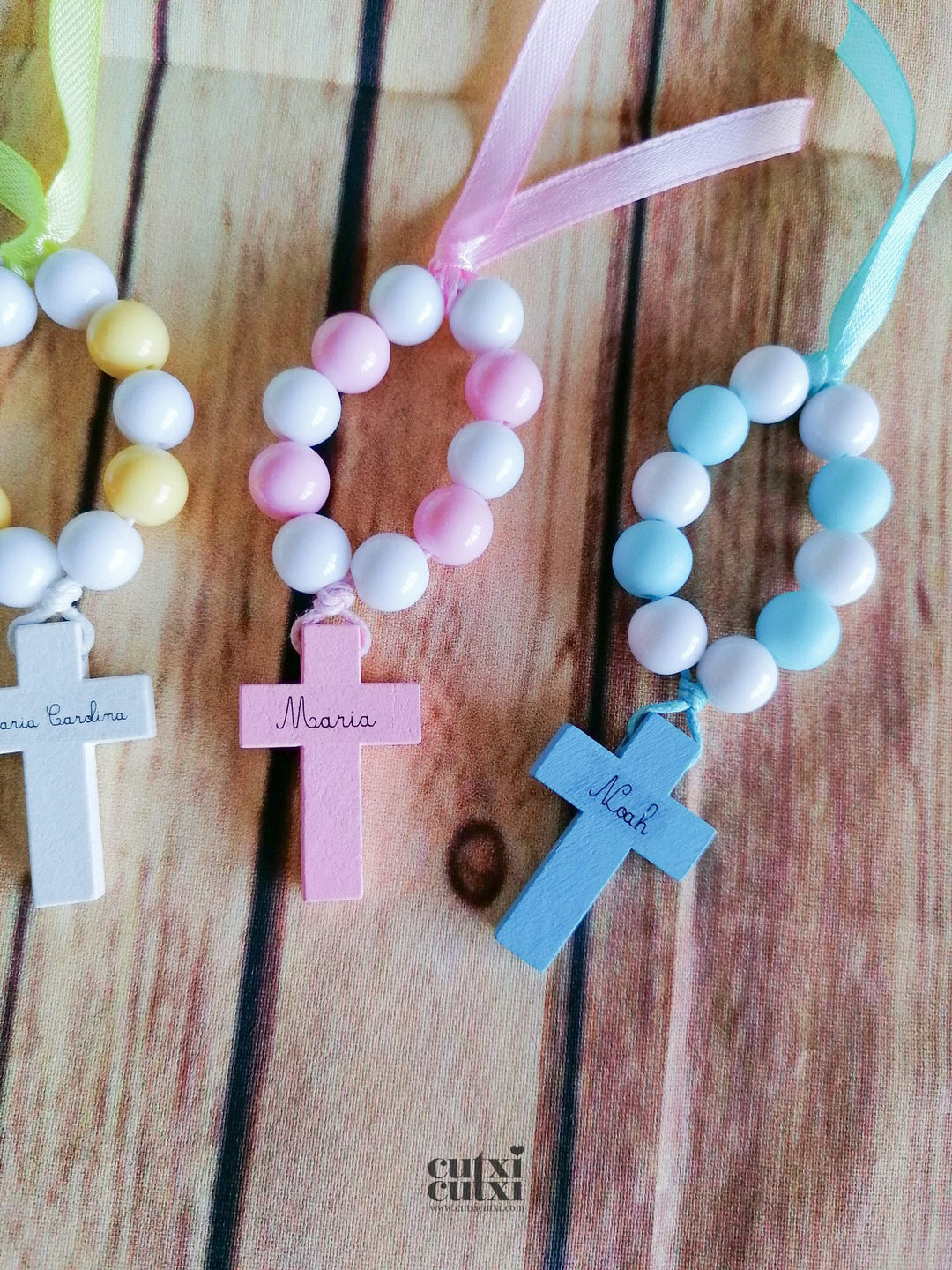 Terço Dezena com Nome - Lembrança para Batismo ou primeira comunhão