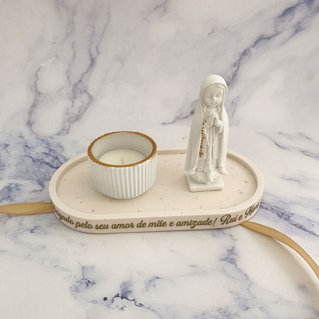 Estatueta Elegante com base e vela | Nossa Senhora