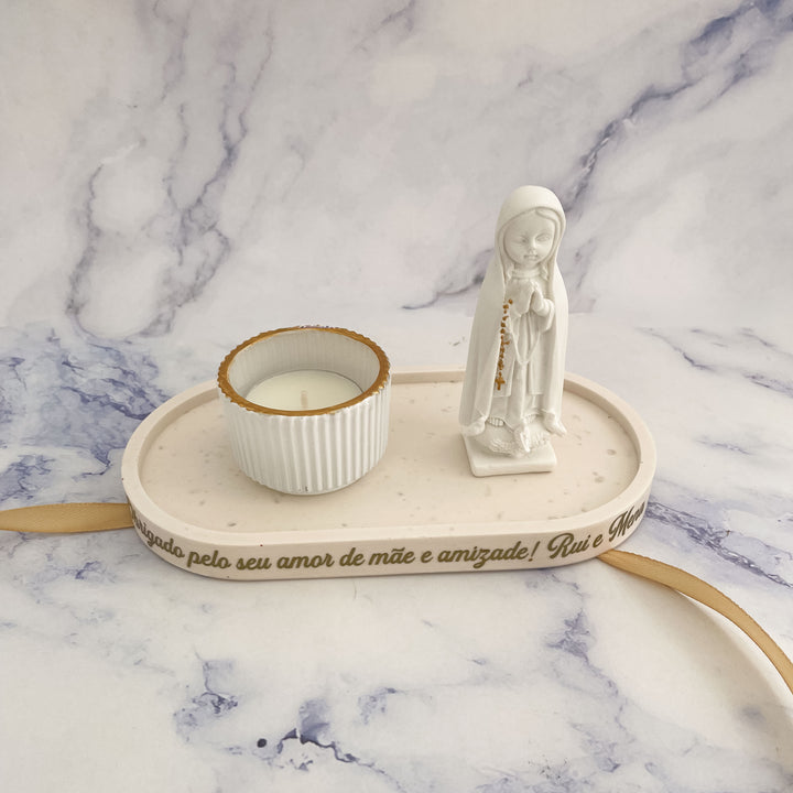 Estatueta Elegante com base e vela | Nossa Senhora