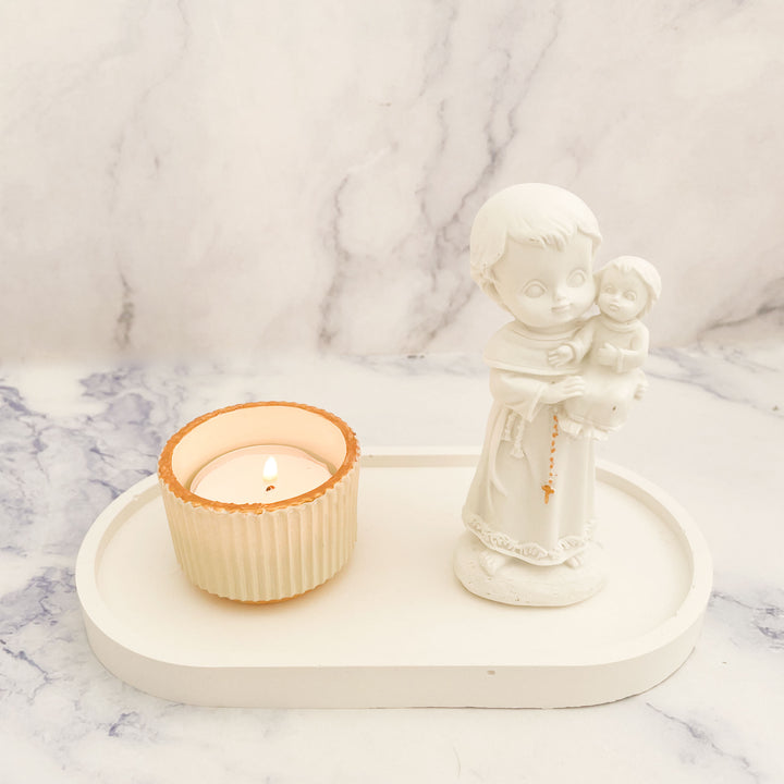 Estatueta Elegante com base e vela | Santo António