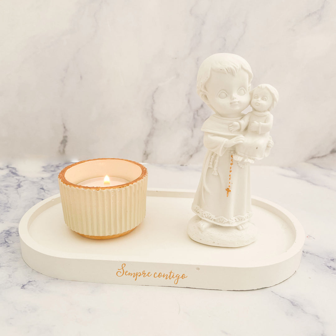 Estatueta Elegante com base e vela | Santo António