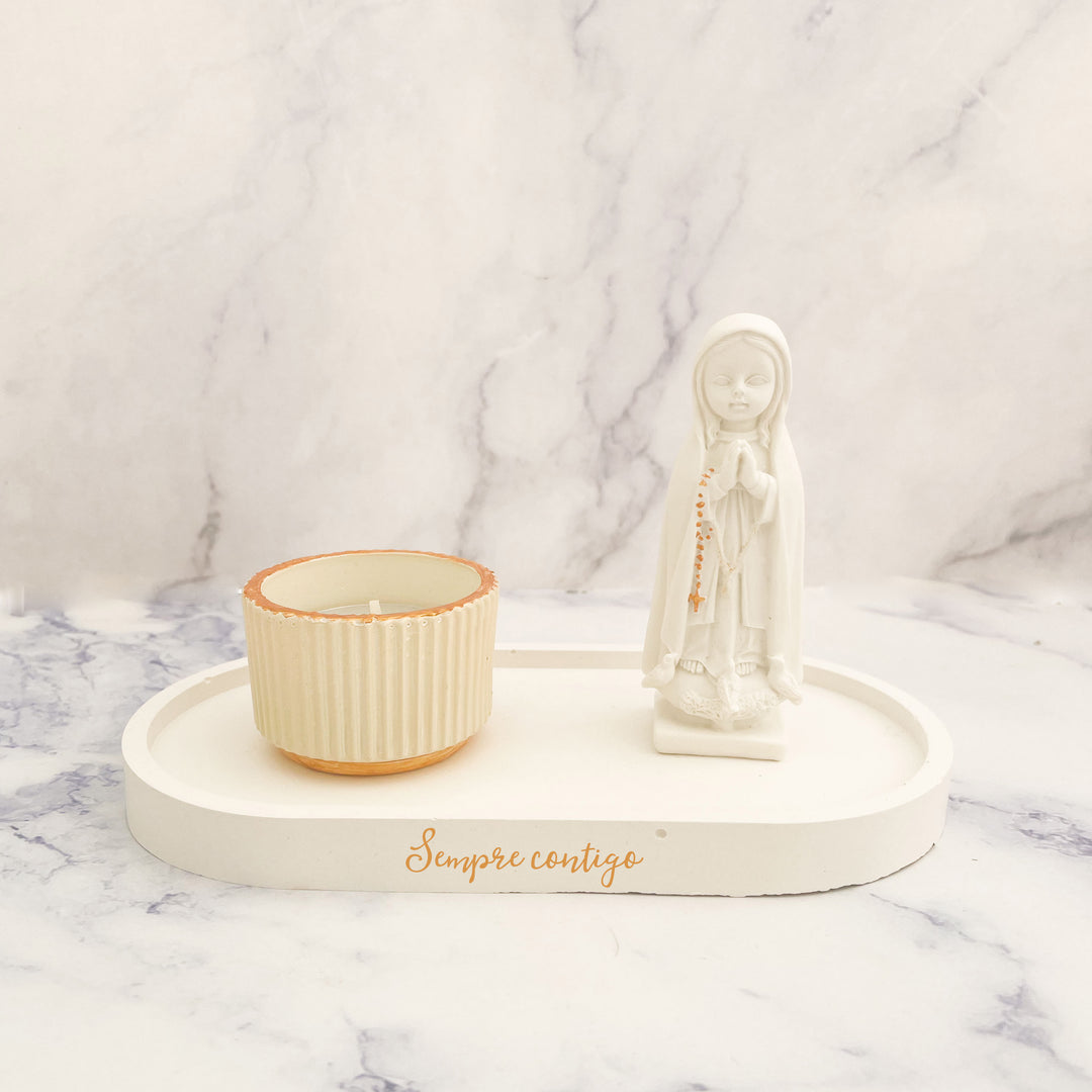 Estatueta Elegante com base e vela | Nossa Senhora