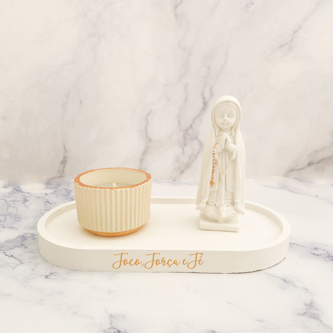 Estatueta Elegante com base e vela | Nossa Senhora