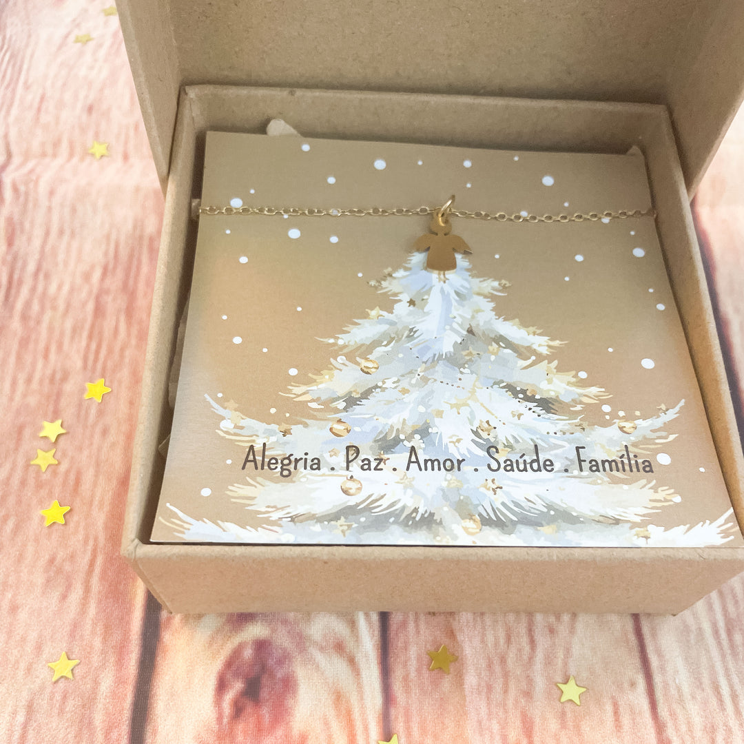 Colar de Natal Anjinho da Guarda Personalizado – Brilhos que Contam Histórias 🎁✨💖