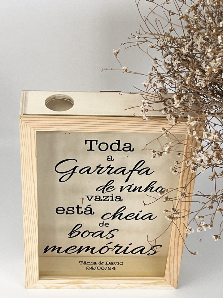 Quadro Guarda Rolhas ou Caricas Memórias com fotografia