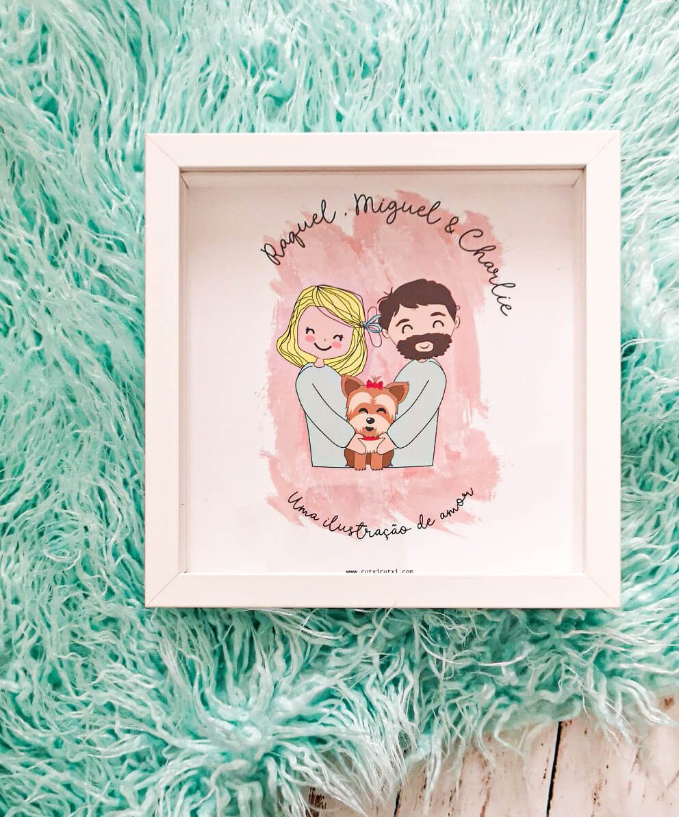 Ilustração personalizada Família ABRAÇO - Cutxi Cutxi - Presentes Personalizados