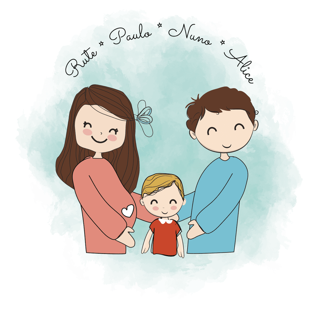 Ilustração personalizada Família ABRAÇO - Cutxi Cutxi - Presentes Personalizados
