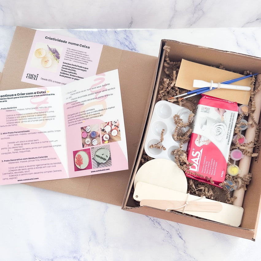 🎨 Kit Iniciação de Cerâmica Fria DIY - Cria o Teu Próprio Prato de Jóias! - Cutxi Cutxi - Presentes Personalizados