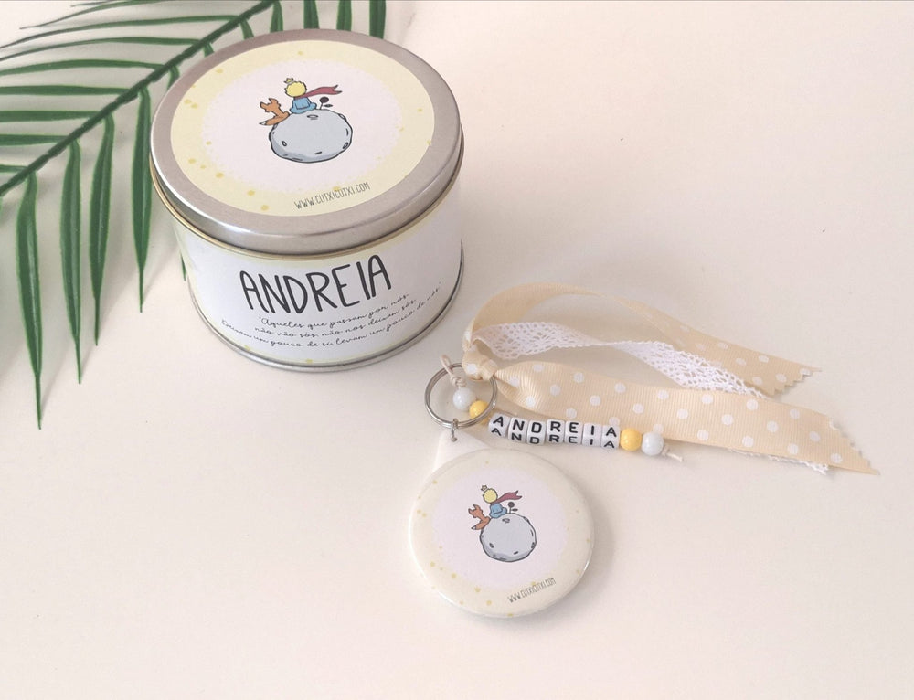 KIT Porta - chaves + Lata personalizada - Tema Principezinho - Cutxi Cutxi - Presentes Personalizados