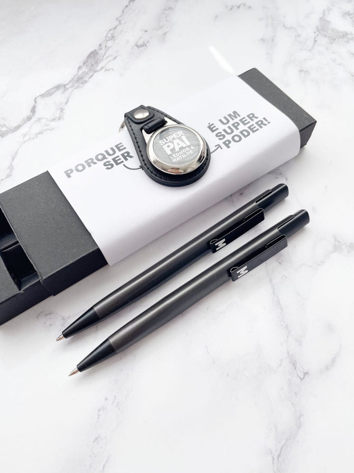 Kit Presente para Pai – Caneta, Lapiseira e Porta - Chaves Personalizado - Cutxi Cutxi - Presentes Personalizados