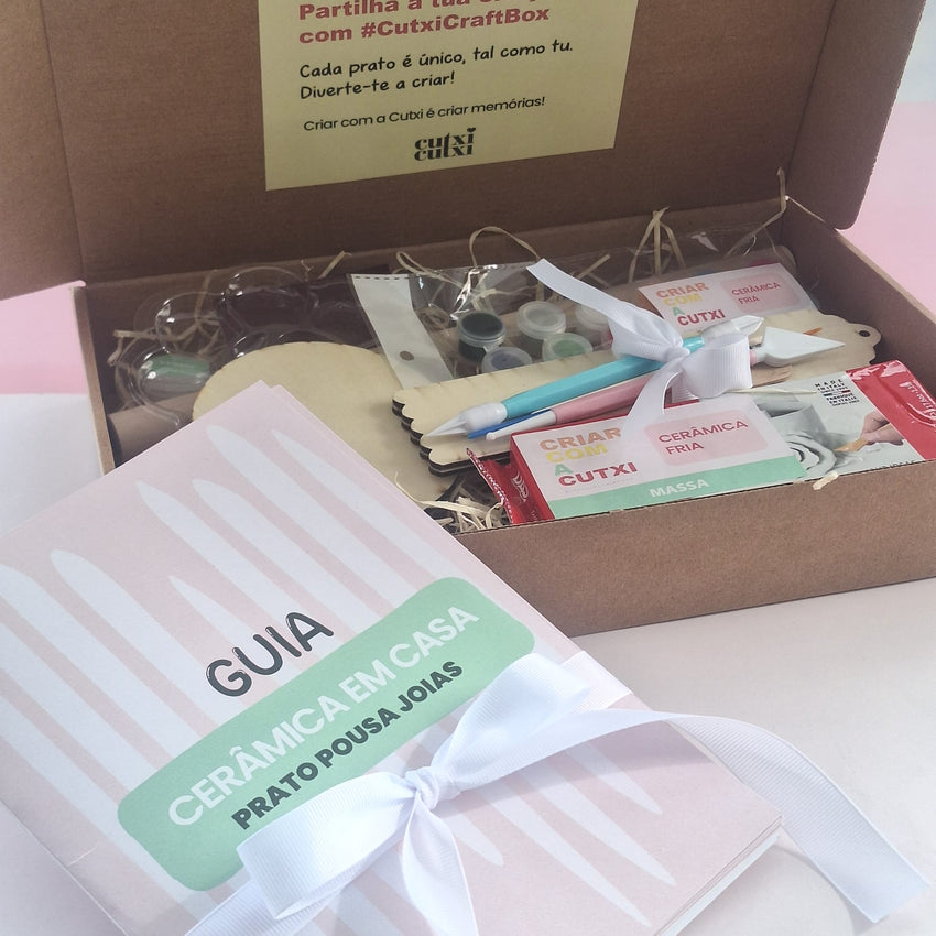 🎨 Kit Iniciação de Cerâmica Fria DIY - Cria o Teu Próprio Prato de Jóias!